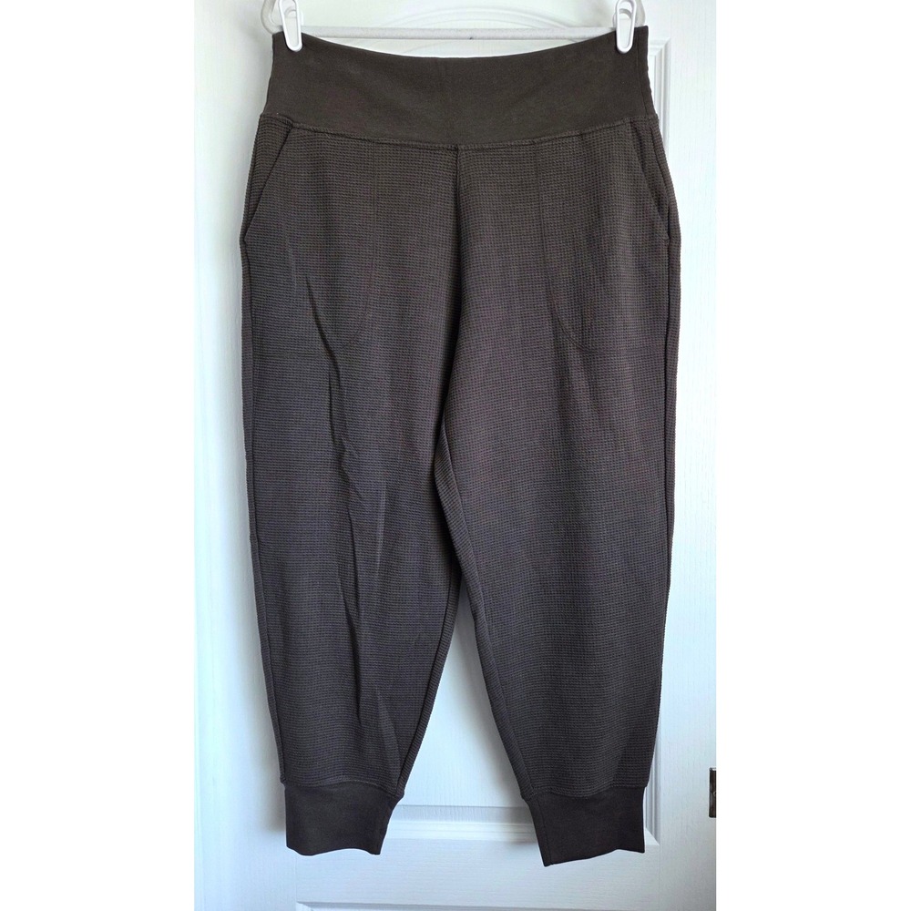 Athleta Chocolate Brown Waffle Knit Jogger Pants Tencel Blend Loungewear Size XL